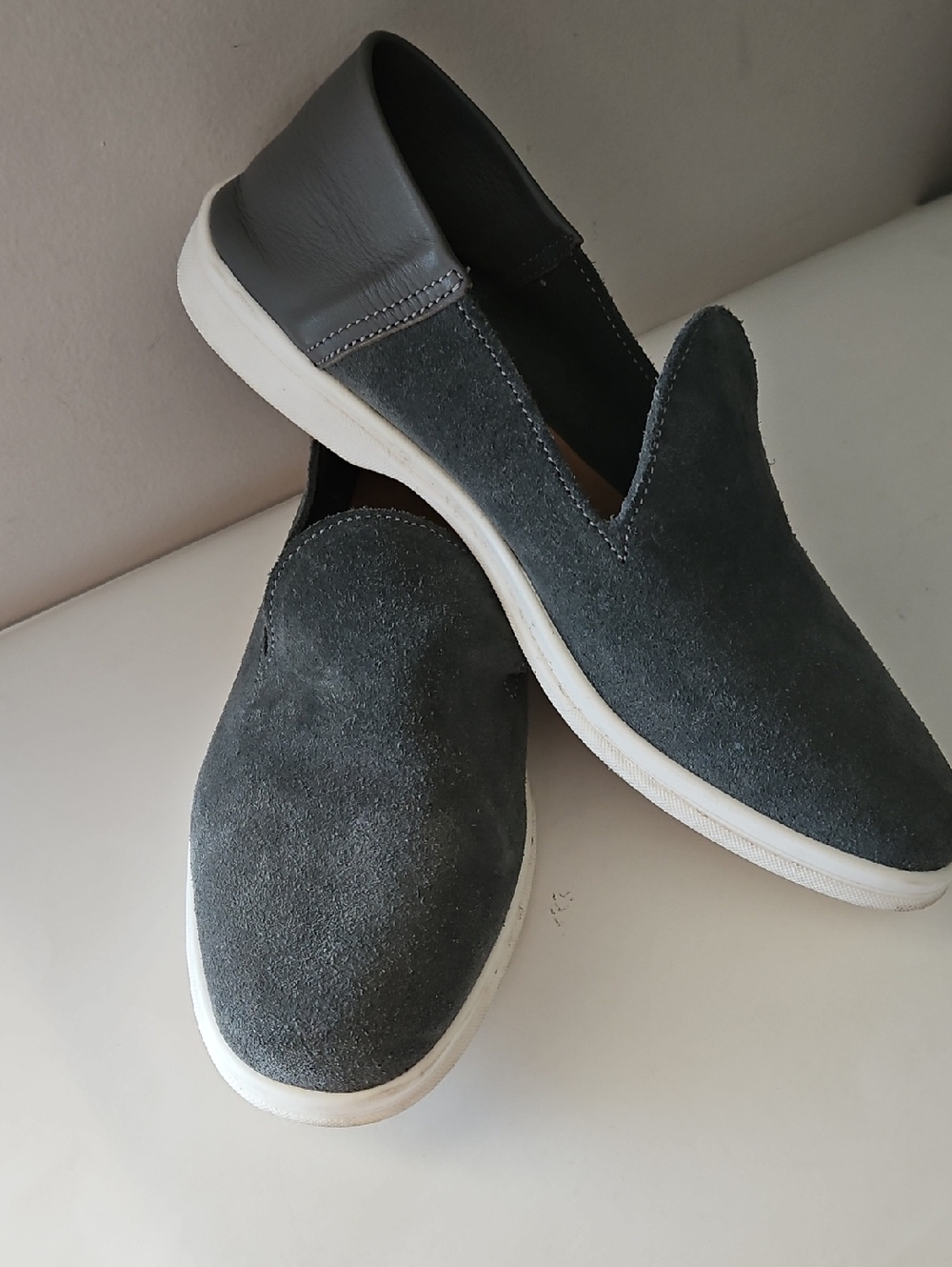 ARTE ARTIGIANNA ITALIAN LEATHER GRAY SUEDE  MOCCASIN (NEW $200) SZ  40= Mens 7